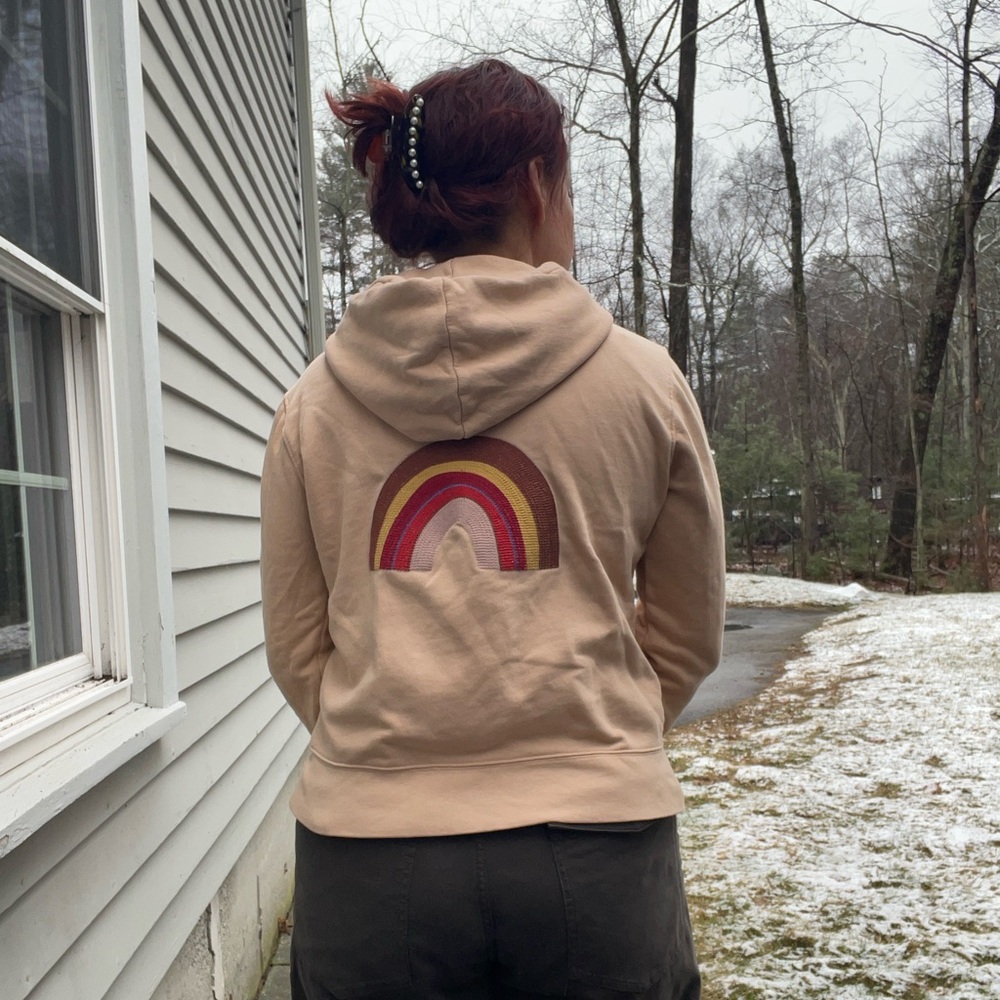 Madewell Embroidered Rainbow Hoodie Sweatshirt